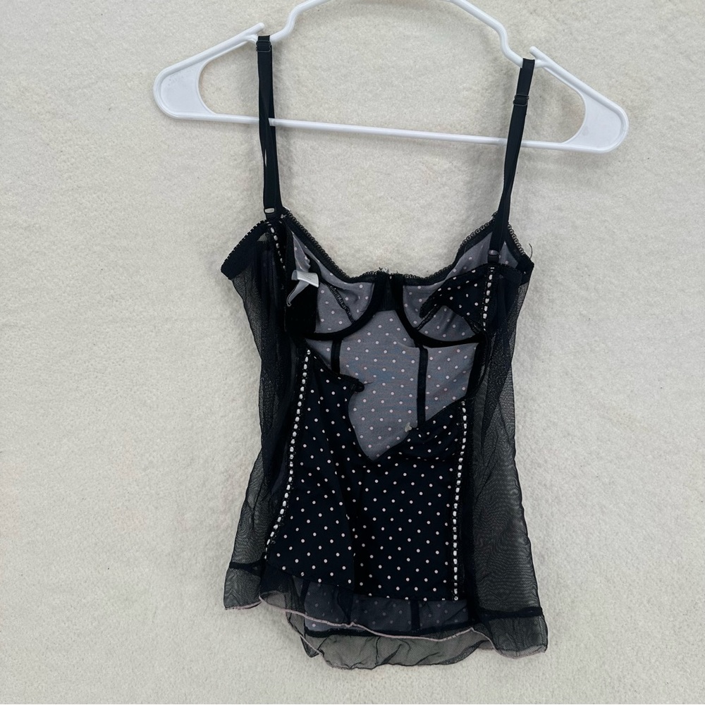 Polka Dot Vintage Y2K Rampage Black and Pink Corset Style Top/Lingerie - Picture 5 of 8